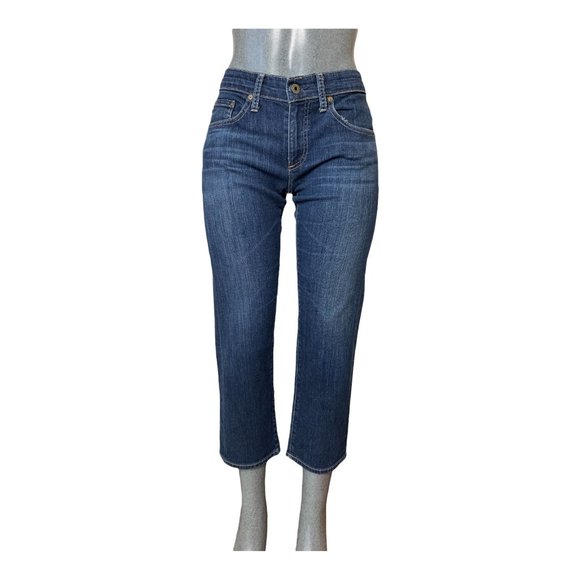AG Adriano Goldschmied 'Tomboy Crop' Relaxed Straight Womens Jeans Blue W32xL26 - Picture 1 of 12